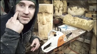 Chainsaw carving face features beginner tips wizard wood spirit