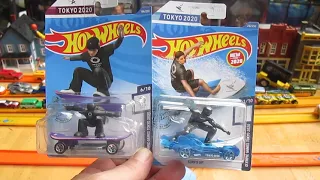 Tokyo 2020 Olympics Surf's Up + Skate Grom Hot Wheels Toy Unboxing & Review Surfer Skater Skateboard