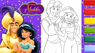 Disney Princess Jasmine Coloring Video #3 | Aladdin Coloring Page