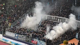 FC St. Gallen 1879 - FC Zürich, 1:0, 16.12.2023, Support, Stimmung und Pyro der beiden Fanlager