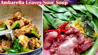 Asian Food, Khmer cooking recipes, Ambarella Leaves Sour Soup, home food factory