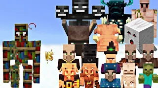 Insane Minecraft battle between bookshelf golem vs all mobs #minecraft #viral