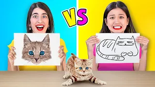 WHO DRAWS IT BETTER? || Crazy Art Challenge And Drawing Hacks By 123 GO! GOLD