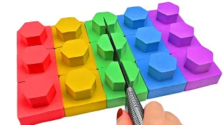 Satisfying Video | How To Make Rainbow Hexagon Lego with Kinetic Sand Cutting ASMR #418