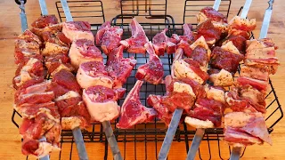 How to cook BBQ KEBAB from LAMB correctly. ALL SECRETS of cutting meat for barbecue. RUSSIAN CUISINE