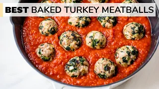 BEST BAKED TURKEY MEATBALLS | easy, healthy meatball recipe