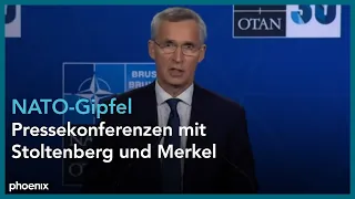 NATO-Gipfel: Pressekonferenzen mit Jens Stoltenberg und Angela Merkel
