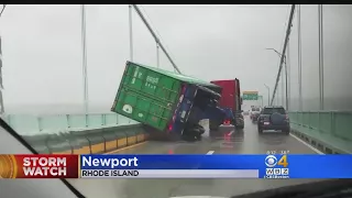 Container Blown Off Tractor-Trailer