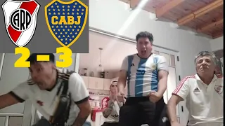 River 2 - 3 Boca  REACCION CON HINCHAS DE RIVER Y BOCA (LES AMARGAMOS EL AÑO) REACCION CALIENTE