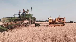 D6 Caterpillar and John Deere 36B hillside combine