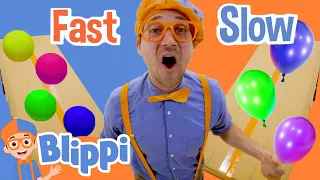 Playground Balls vs Balloon Race - Science Experiments for Kids | Blippi - Learn Colors and Science