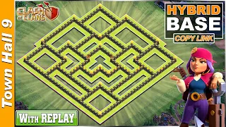 New BEST TH9 Base with REPLAY | Town Hall 9 Hybrid (FARMING/TROPHY) Base COPY LINK - Clash of Clans