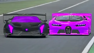 Lamborghini Veneno GTR vs Bugatti Vision GT Purple Edition at Monza