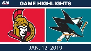 NHL Highlights | Senators vs. Sharks - Jan. 12, 2019