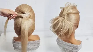 Beautiful hairstyles step by step. Wedding and evening hairstyle. Low texture bundle
