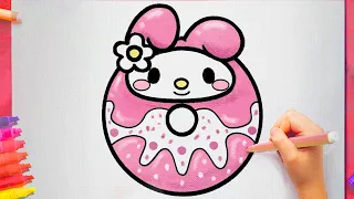 How to Draw My Melody Donut Easy step by step Sanrio - Hello Kitty and Her Friends
