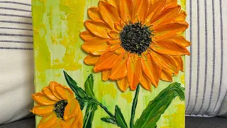 Easy impasto | Sunflower painting | Step by Step tutorial | palette knife