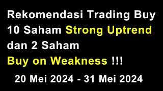 Rekomendasi Trading Buy 10 Saham Strong Uptrend dan 2 Saham Buy on Weakness !!!