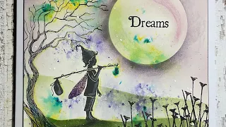 Pan In A Brusho Dream card design by Jo Rice #laviniastamps  #cardmaking #brusho powder