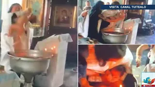 Sacerdote maltrata terriblemente a bebé durante bautizo