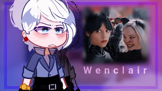 Diretoras das Escolas do Bem do Mal e Nunca Mais reagindo a Wandinha e Enid ( Gacha Club )