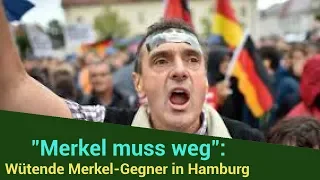 "Merkel muss weg": Wütende Merkel-Gegner in Hamburg