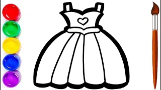 How to Draw Dress 👗 Dress Colouring Page | Learn to Draw | Step by Step - Elbise Çizimi Kolay