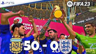 FIFA 23 PS5 - ARGENTINA 50-0 ENGLAND ! FIFA WORLD CUP FINAL 2022 QATAR ! MESSI VS HARRY KANE ! 4K60