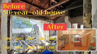 50 year old house flip before and after house renovation time lapse