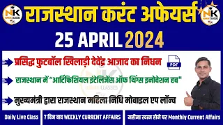 25 April 2024 Rajasthan current Affairs in Hindi | RPSC, RSMSSB, REET, 1st Grade | NANAK CLASSES