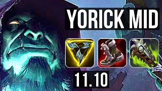 YORICK vs AKALI (MID) | 11/1/8, 1500+ games, 1.8M mastery, Godlike | EUW Master | v11.10