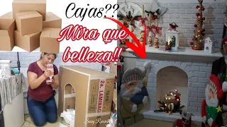 Haz feliz a tus hijos esta Navidad!! chimenea Navideña hecha de Cartón Reciclado