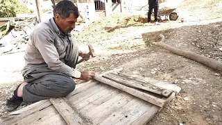 Nomadic Craftsmanship: Man and Children Rebuild Sheep House in Traditional Style