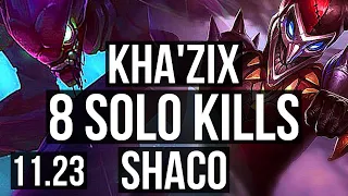 KHA'ZIX vs SHACO (JNG) (DEFEAT) | 8 solo kills, Legendary, 400+ games, 26/5/3 | NA Diamond | 11.23