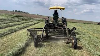 The Girls getting the Raking done with a pair of 1952 Oliver 66 Row Crops & 107 Hayrakes!