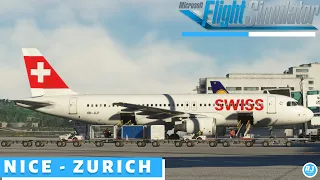 [MSFS] Busy Departure 😅 | Nice 🇫🇷 - Zurich 🇨🇭 | Swiss Fenix A320 l RTX DLSS