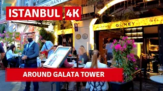 Walking Tour Around The Galata Tower In Istanbul 24September2021|4k UHD 60fps