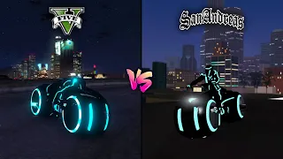 GTA SAN ANDREAS TRON BIKE VS GTA 5 TRON BIKE