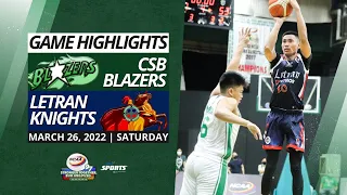 #NCAASeason97 GAME HIGHLIGHTS: Letran Knights vs CSB Blazers | March 26, 2022