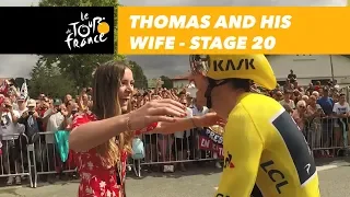 Geraint Thomas meets his wife at the finish - Stage 20 - Tour de France 2018