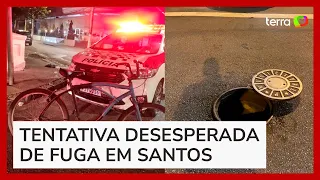 Homem entra em esgoto para fugir da PM, mas acaba preso ao sair da tubulação