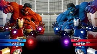 Red Hulk & Ironman Vs Blue Hulk & Blue Ironman [ Very Hard AI ] | Marvel vs Capcom: Infinite