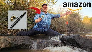Fishing Urban Creek Using Amazon Micro Pen Fishing Rod!
