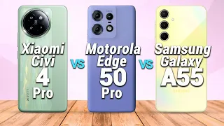 Xiaomi Civi 4 Pro vs Motorola Edge 50 Pro vs Samsung Galaxy A55