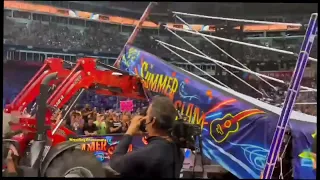 Brock Lesnar Destroys WWE  Ring With Tractor SummerSlam 2022