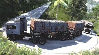 SUBINDO A SERRA DE UBATUBA MUITO PESADO - VOLVO FH E SCANIA NO 9 EIXOS - ETS 2 MODS BR