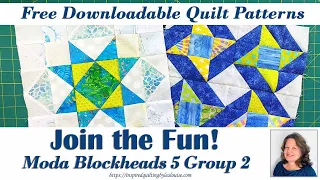 FREE Moda Quilt Pattern - Moda Blockheads 5 G2 B1 & B2 | Lea Louise Quilts Tutorial