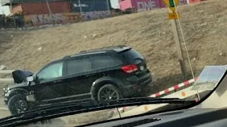 Dodge Journey VS guard rail accident fail crazy drivers