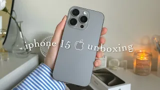  iphone 15 pro natural titanium (512gb) aesthetic unboxing | set up & accessories