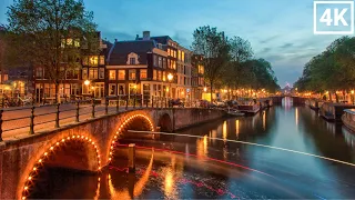 Amsterdam, Netherlands Walking Tour At Night - 4K